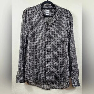 Men's Zara Black Button-down Lightweight Top Sz Medium Party Casual